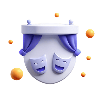 Smiling Masks, Curtain, Stage, 3D Render png