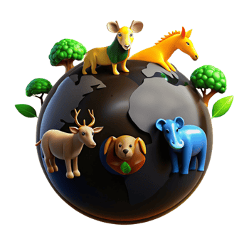 Animals on Earth A 3D Illustration png
