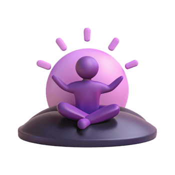 3D Render of a Person Meditating with a Bright Glow Behind png