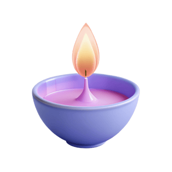 Purple Diya with a Lit Candle png