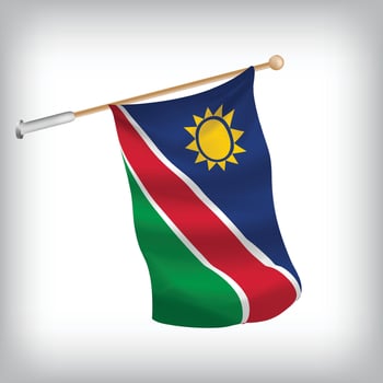Realistic illustration of Namibia flags waving on the wall. The set is in the flag collection vector