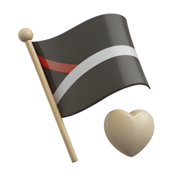 Black and White Flag with Red Stripe and a Heart png