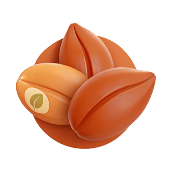 3D Rendered Coffee Beans with Leaf Logo png