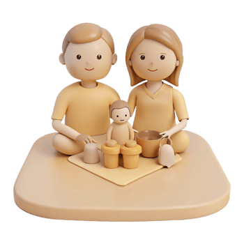 Happy Family Playing with Toys on a Blanket png