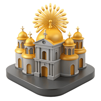 Golden Church with Crosses and Sunburst png