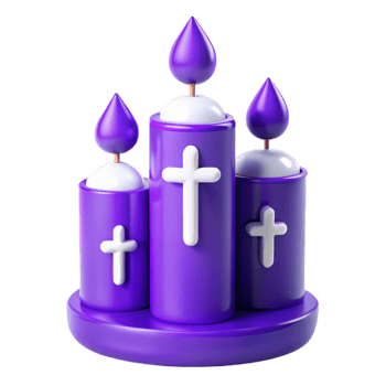 Purple Candles with Crosses on a Round Base png