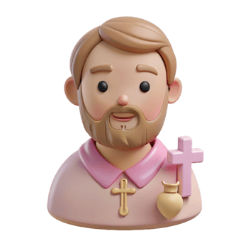 3D Cartoon Character with a Cross and a Bag png