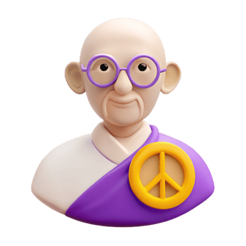 Smiling 3D Cartoon Character with Peace Symbol png