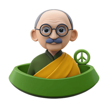 3D Cartoon Illustration of a Wise Man with a Peace Sign png