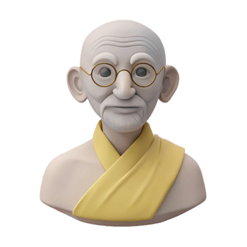 3D Cartoon Bust of a Man with Glasses and Yellow Scarf png