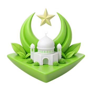 3D Illustration of a Mosque with Crescent Moon and Star png