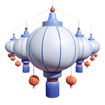 Row of Hanging Lanterns with Tassels png