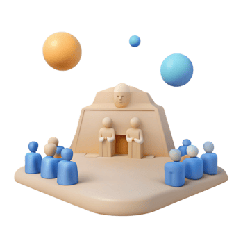 3D Render of a Group of People Gathering Around a Monument png