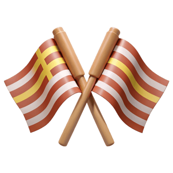 Two Crossed Flags with Red and Yellow Stripes png