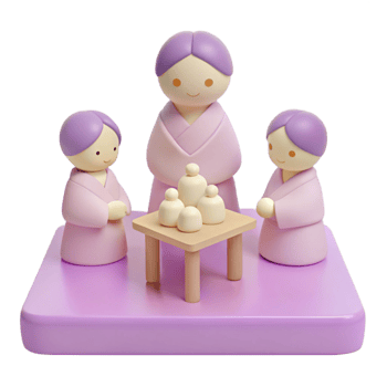 3D Illustration of Three People Around a Table with Food png