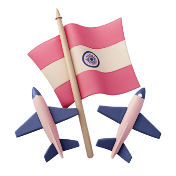 3D Rendered Flag and Planes Travel and Patriotism png
