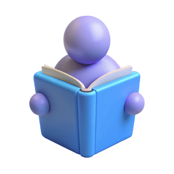 3D Illustration of a Person Reading a Book png
