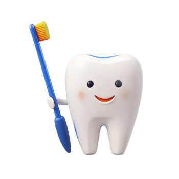 Smiling Tooth Character Holding a Toothbrush png