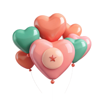 Heart-Shaped Balloons with Star Decoration png