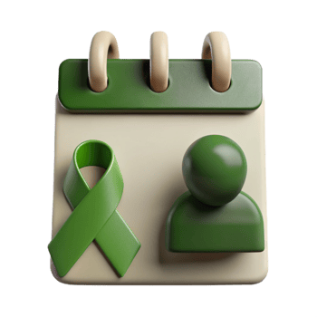 Calendar Reminder Green Awareness Ribbon and Person Icon png