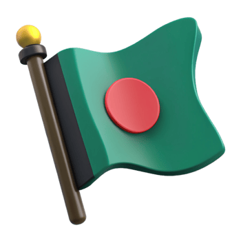 Green and Red 3D Flag with Pole png