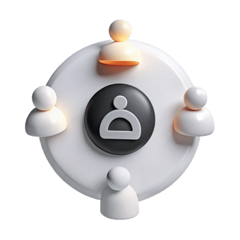 3D Render of People Icons Surrounding a Center Icon png