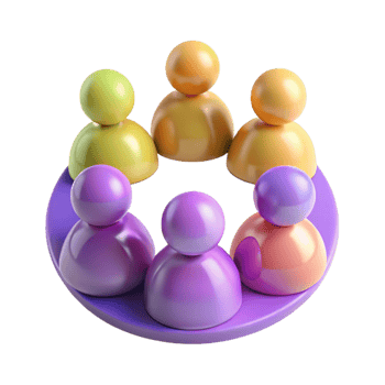 Group of Colorful 3D People Icons Forming a Circle png
