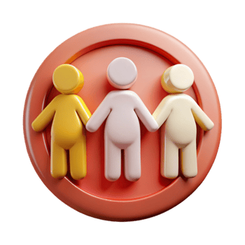 Three 3D Figures Holding Hands in a Circle png