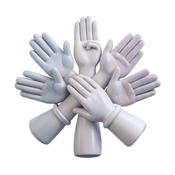 Unity and Cooperation Hands Reaching Together in a Circle png