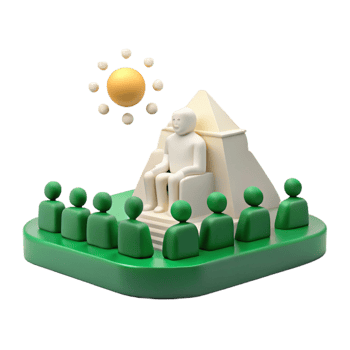 3D Illustration of a Figure on a Throne, Surrounded by an Audience png