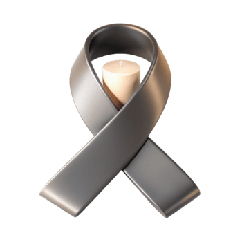 Gray Ribbon with Candle - Symbol of Support and Remembrance png