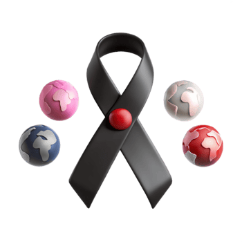 Global Awareness Ribbon with Earth Globes png