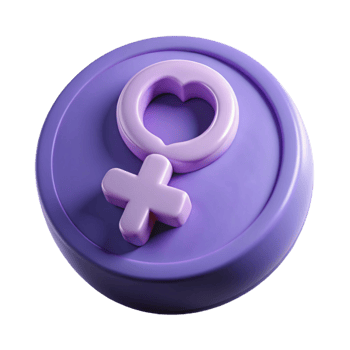 3D Render of a Purple Female Gender Symbol with a Heart png