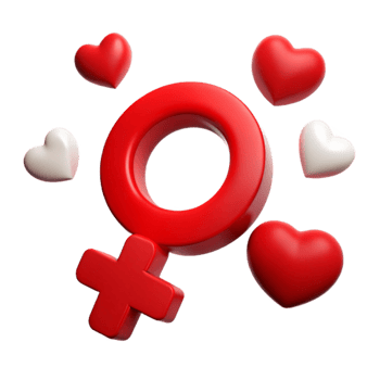 3D Red Female Symbol with Hearts png