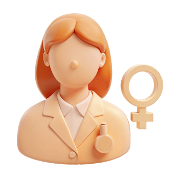 3D Cartoon Woman Doctor Avatar with Female Symbol png