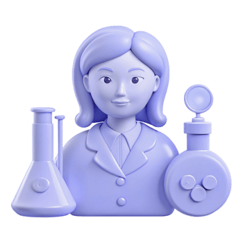 Female Scientist 3D Model with Lab Equipment png