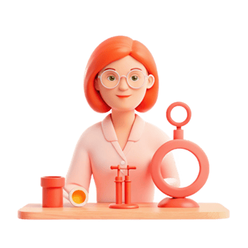 3D Cartoon Character of a Female Scientist in Lab Coat png