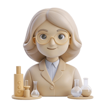 Smiling Female Scientist with Lab Equipment png