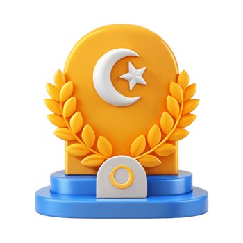 3D Render of an Award with Crescent Moon and Star png
