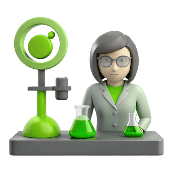 Female Scientist in Lab with Green Liquid png