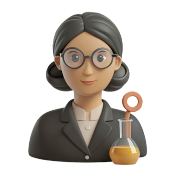 3D Cartoon Illustration of a Female Scientist png