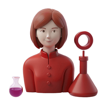 3D Cartoon Woman Scientist Character with Lab Equipment png