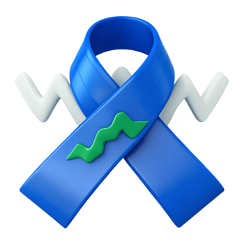 Blue Ribbon with Green Wave Design png