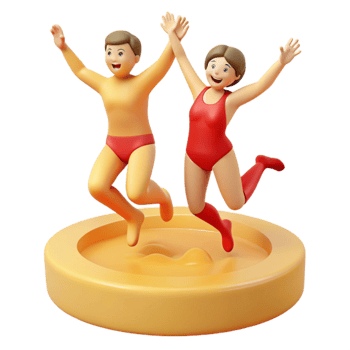 Jumping for Joy 3D Characters in a Pool png