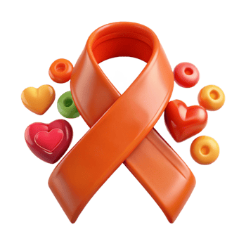 Orange Awareness Ribbon with Hearts and Circles png
