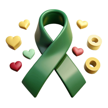Green Ribbon with Hearts and Circles png