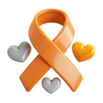 Orange Ribbon and Hearts Symbol of Support and Love png