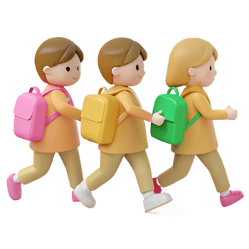 Cartoon Kids Walking To School With Backpacks png
