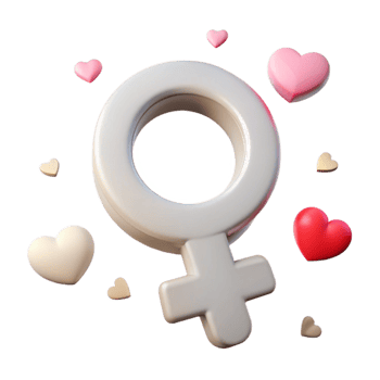 3D Render of Female Gender Symbol with Hearts png