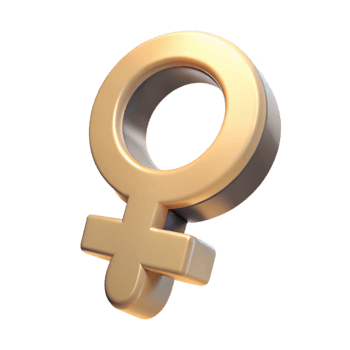 Gold Female Gender Symbol 3D Rendering png